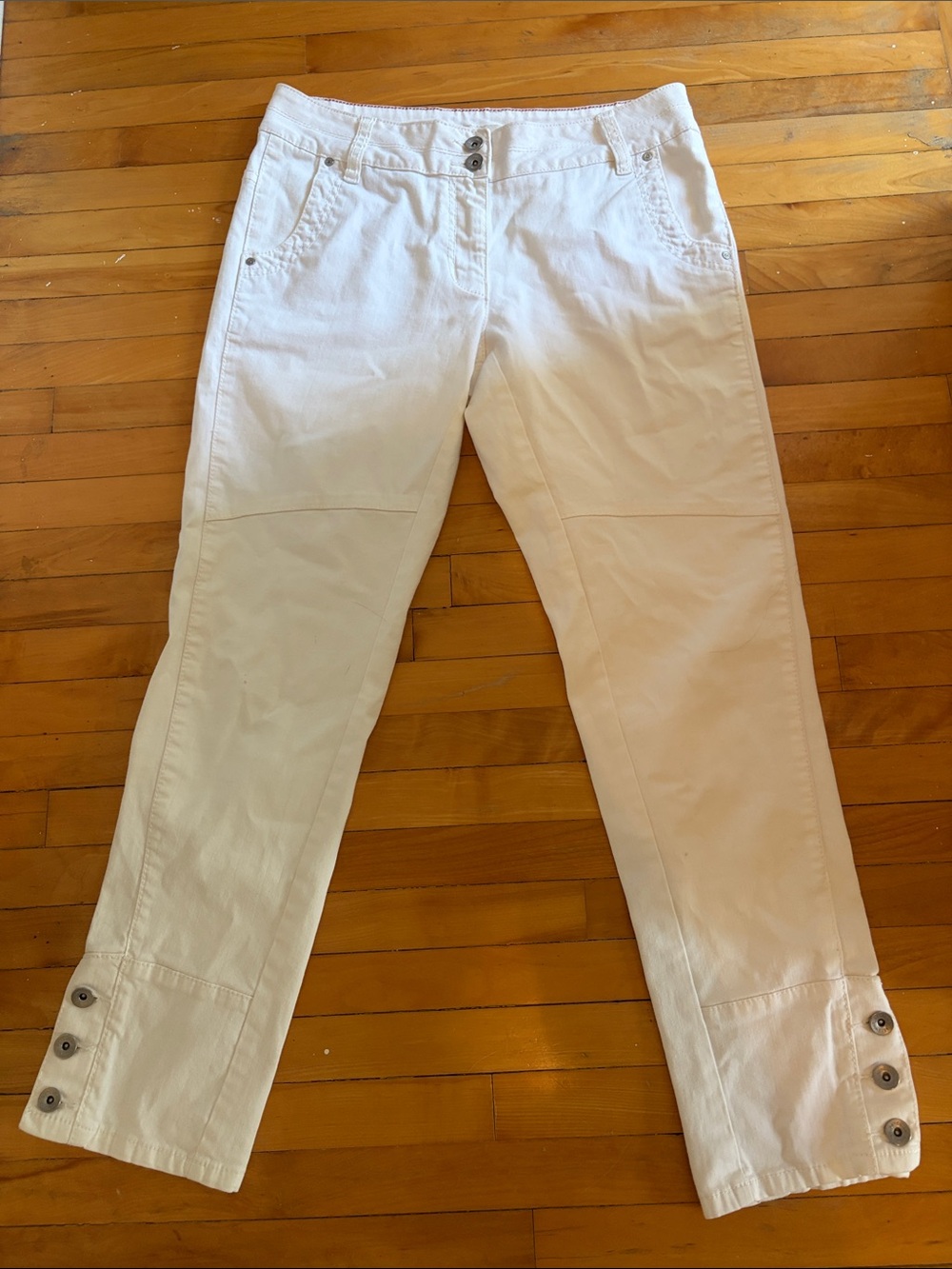 Sandwich_ Skinny White Button-Cuff Casual Pants